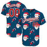 Custom Teal Red-White Christmas 3D Authentic Baseball Jersey