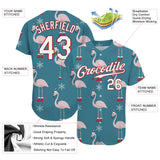 Custom Teal White-Red Christmas 3D Authentic Baseball Jersey