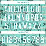 Custom Teal White-Teal 3D Pattern Design Hawaii Palm Trees Authentic Baseball Jersey