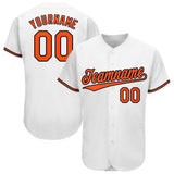 Custom White Orange-Black Baseball Jersey