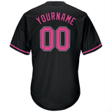 Custom Black Pink-White Authentic Throwback Rib-Knit Baseball Jersey Shirt