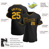 Custom Black Gold-Black Authentic Baseball Jersey