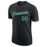 Custom Black Kelly Green-White Performance T-Shirt