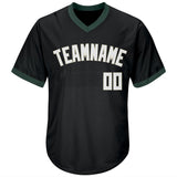 Custom Black White-Hunter Green Authentic Throwback Rib-Knit Baseball Jersey Shirt