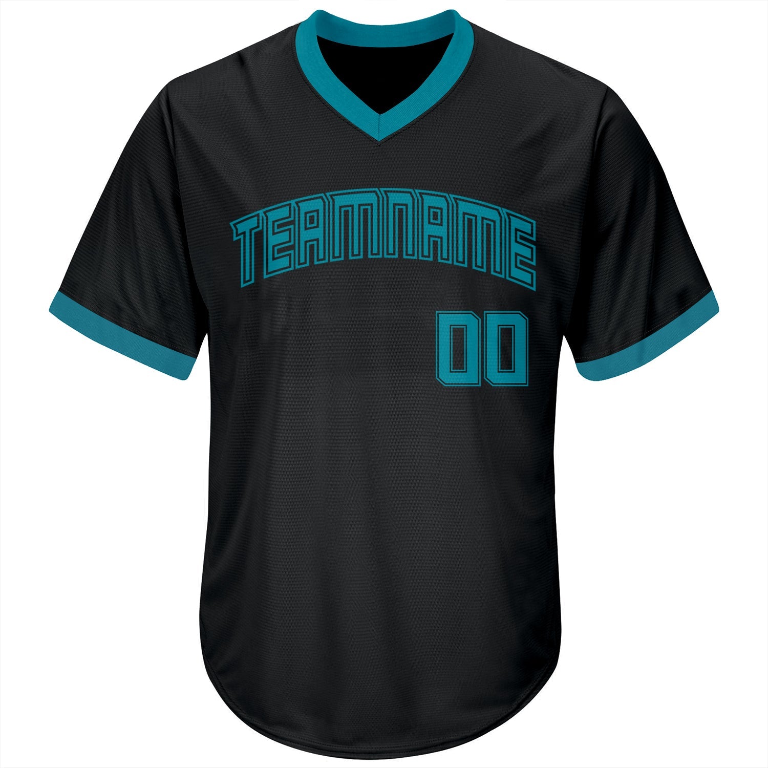 Custom Black Teal-Black Authentic Throwback Rib-Knit Baseball Jersey Shirt
