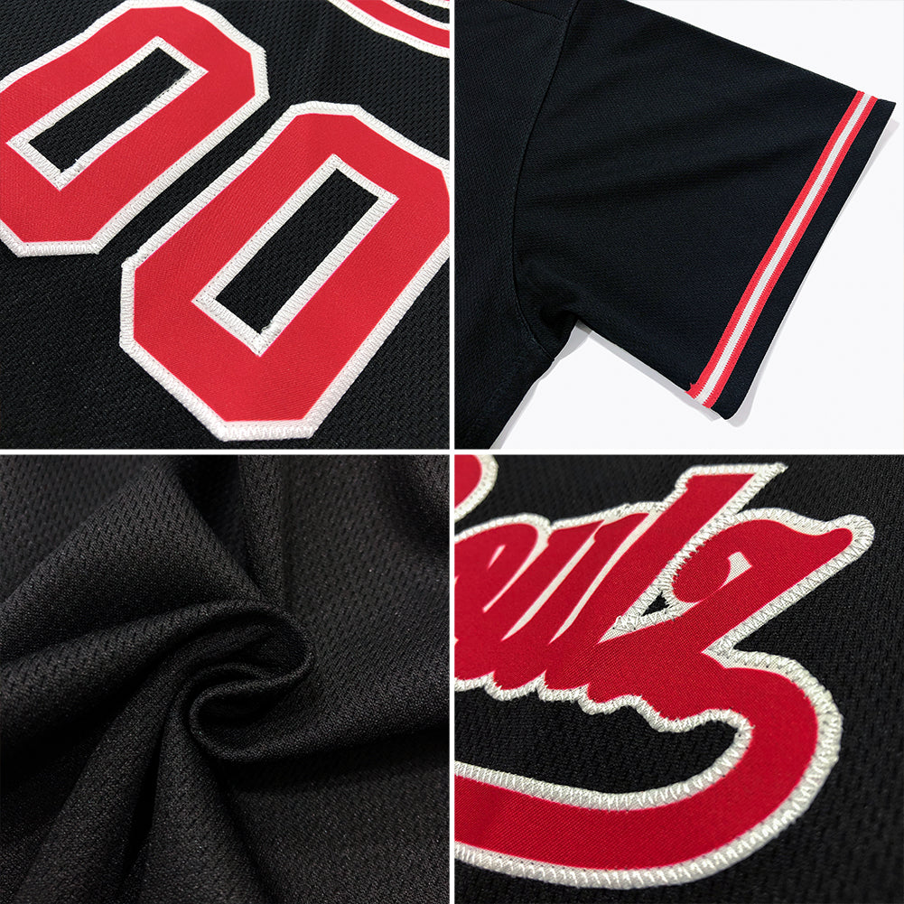 Custom Black White-Maroon Authentic Throwback Rib-Knit Baseball Jersey Shirt