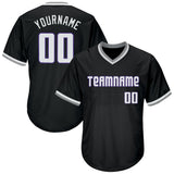 Custom Black White-Purple Authentic Throwback Rib-Knit Baseball Jersey Shirt