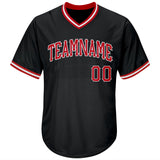 Custom Black Red-White Authentic Throwback Rib-Knit Baseball Jersey Shirt