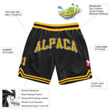 Custom Black Gold-White Authentic Throwback Basketball Shorts