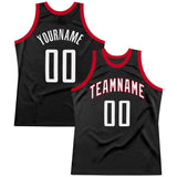 Custom Black White-Red Authentic Throwback Basketball Jersey