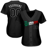 Custom Black Black-Kelly Green Authentic Split Fashion Baseball Jersey