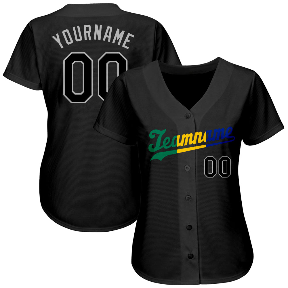 Custom Black Black-Royal Authentic Split Fashion Baseball Jersey