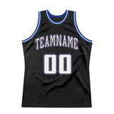 Custom Black White-Royal Authentic Throwback Basketball Jersey