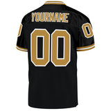 Custom Black Old Gold-White Mesh Authentic Throwback Football Jersey