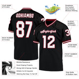 Custom Black White-Cardinal Mesh Authentic Throwback Football Jersey