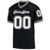 Custom Black White-Gray Mesh Authentic Throwback Football Jersey