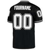 Custom Black White-Gray Mesh Authentic Throwback Football Jersey