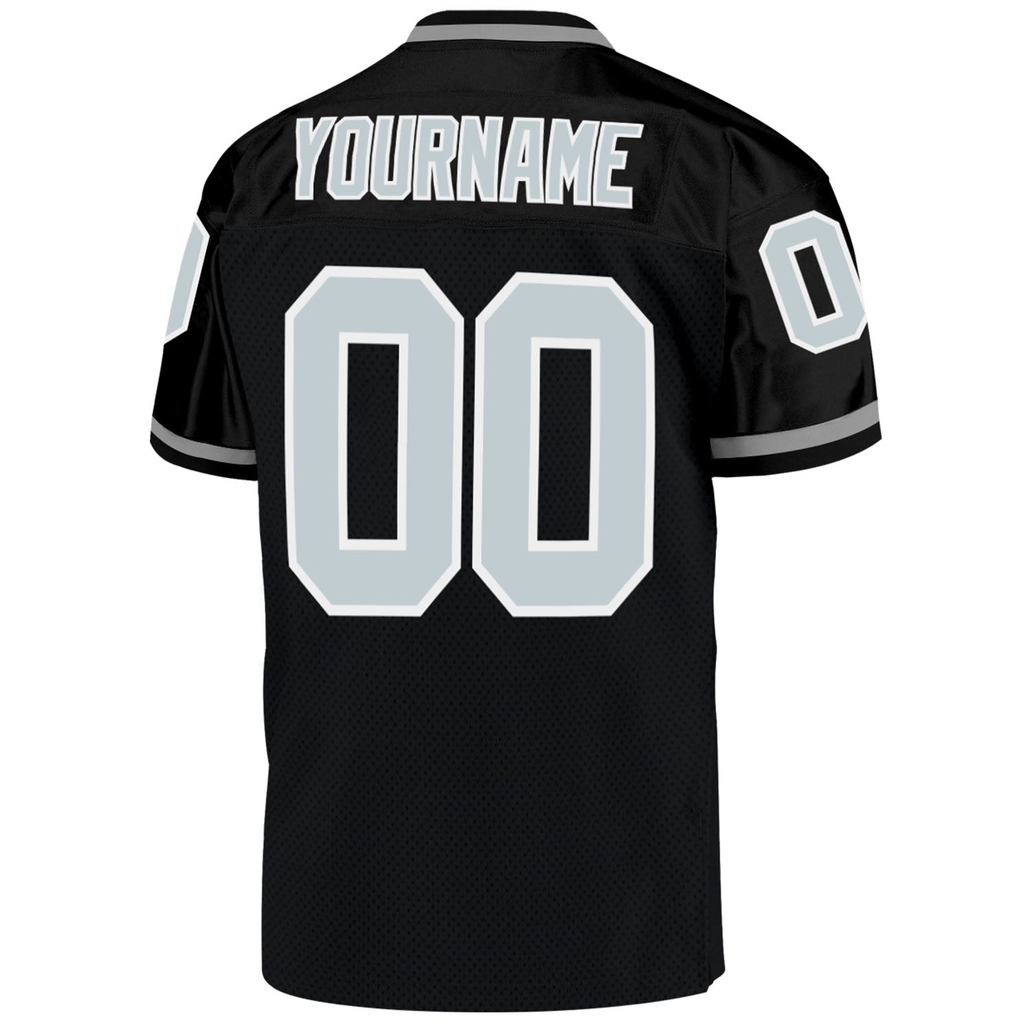 Custom Black Silver-White Mesh Authentic Throwback Football Jersey