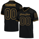 Custom Black Black-Old Gold Mesh Authentic Throwback Football Jersey