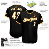Custom Black White-Gold Authentic Baseball Jersey