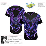 Custom Black Purple 3D Monster Authentic Baseball Jersey