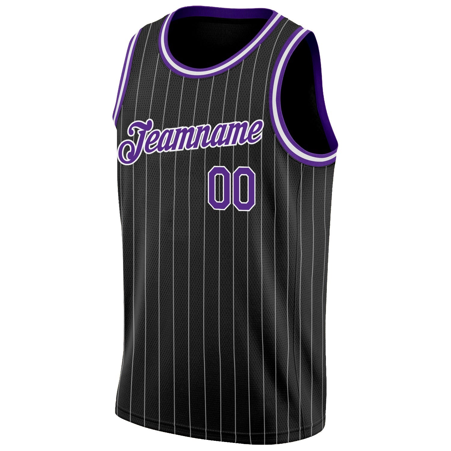Custom Black White Pinstripe Purple-White Authentic Basketball Jersey