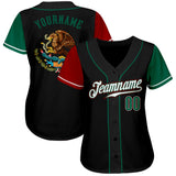Custom Black Kelly Green-Red Authentic Mexico Two Tone Baseball Jersey