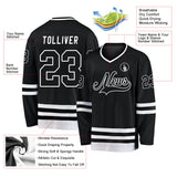 Custom Black Black-White Hockey Jersey