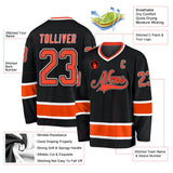Custom Black Orange-White Hockey Jersey