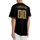 Custom Black Old Gold-White Authentic Baseball Jersey