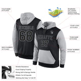 Custom Stitched Black Black-Gray Sports Pullover Sweatshirt Hoodie