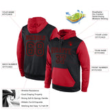 Custom Stitched Black Black-Red Sports Pullover Sweatshirt Hoodie
