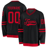 Custom Black Red Hockey Jersey