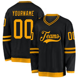 Custom Black Gold Hockey Jersey