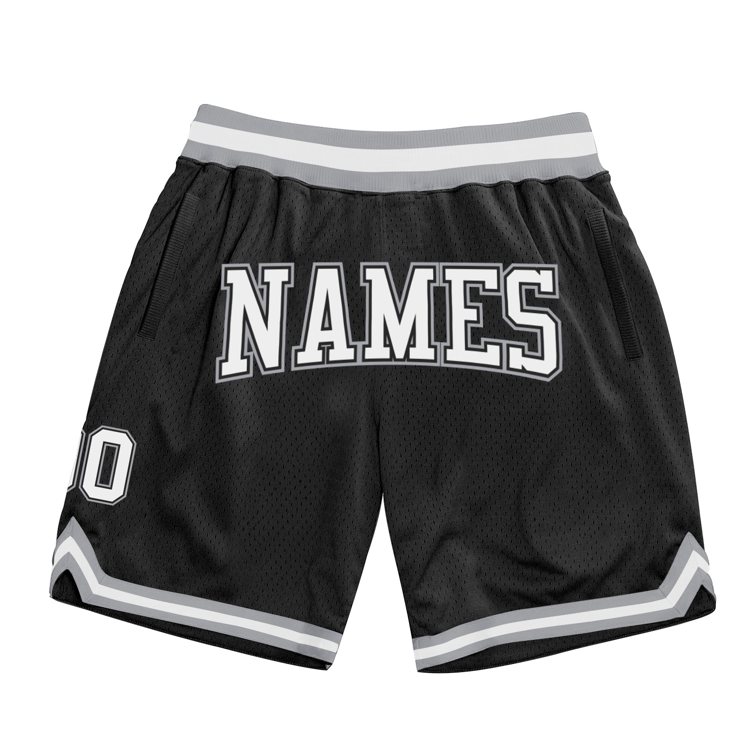 Custom Black White-Gray Authentic Throwback Basketball Shorts