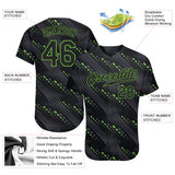 Custom Black Black-Neon Green 3D Pattern Design Authentic Baseball Jersey