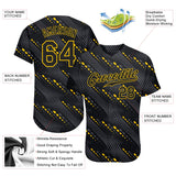 Custom Black Black-Gold 3D Pattern Design Authentic Baseball Jersey