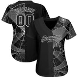 Custom Black Black-White 3D Pattern Design Geometry Authentic Baseball Jersey