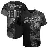 Custom Black Black-White 3D Pattern Design Geometry Authentic Baseball Jersey