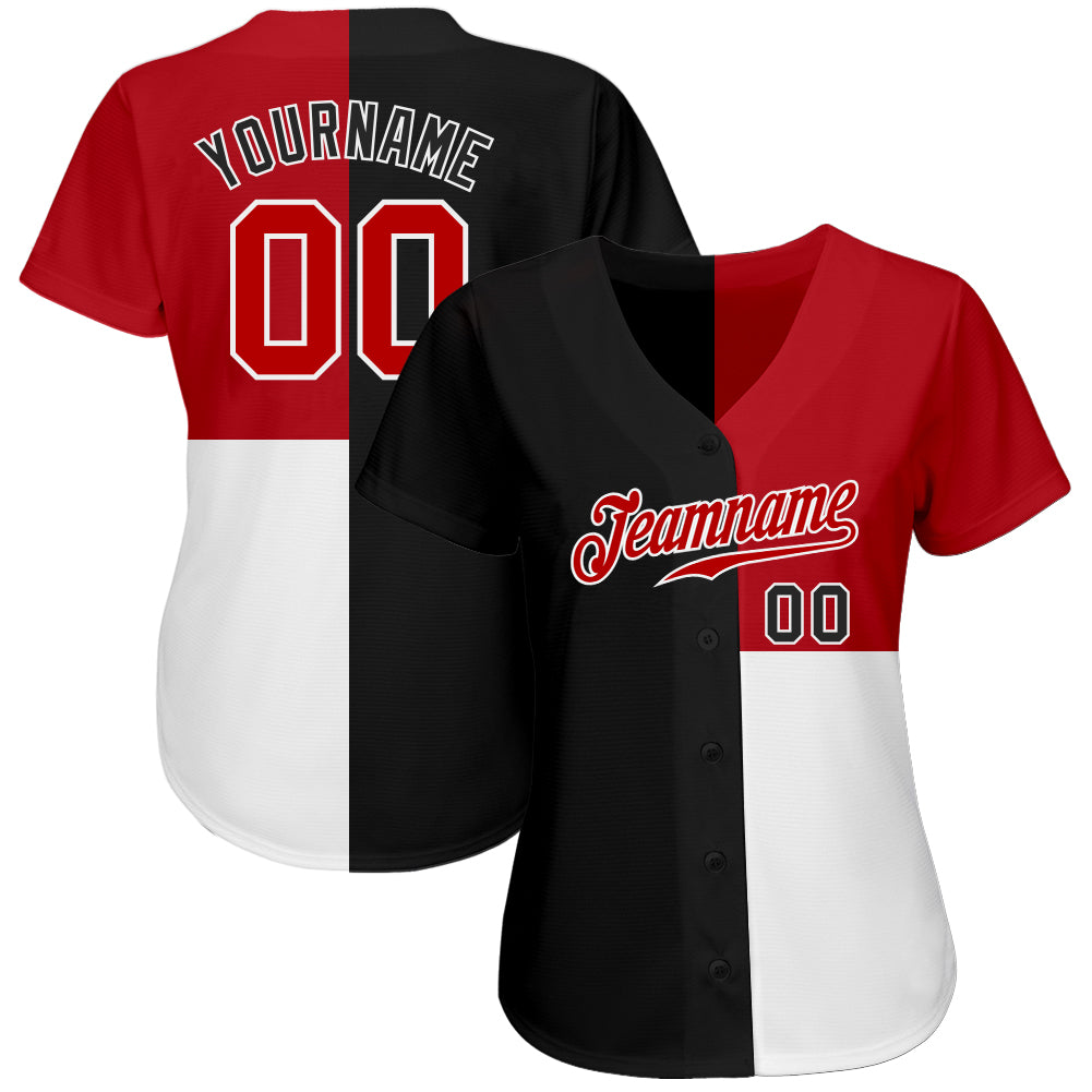 Custom Black Red-White 3D Pattern Design Multicolor Authentic Baseball Jersey