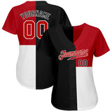 Custom Black Red-White 3D Pattern Design Multicolor Authentic Baseball Jersey