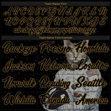 Custom Black Black-Old Gold 3D Pattern Design Astronaut Authentic Baseball Jersey