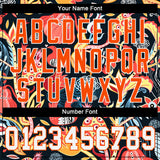 Custom Black White-Orange 3D Pattern Design Flowers Authentic Baseball Jersey