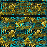 Custom Black Black-Gold 3D Pattern Design Tropical Plants Authentic Baseball Jersey