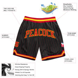 Custom Black Red Pinstripe Red-Gold Authentic Basketball Shorts