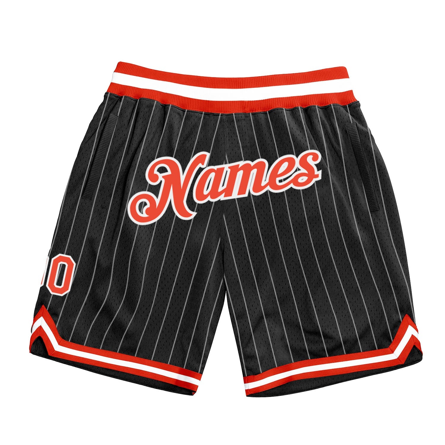 Custom Black White Pinstripe Orange-White Authentic Basketball Shorts
