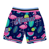 Custom Black Light Blue-Pink 3D Pattern Design Flamingo Authentic Basketball Shorts