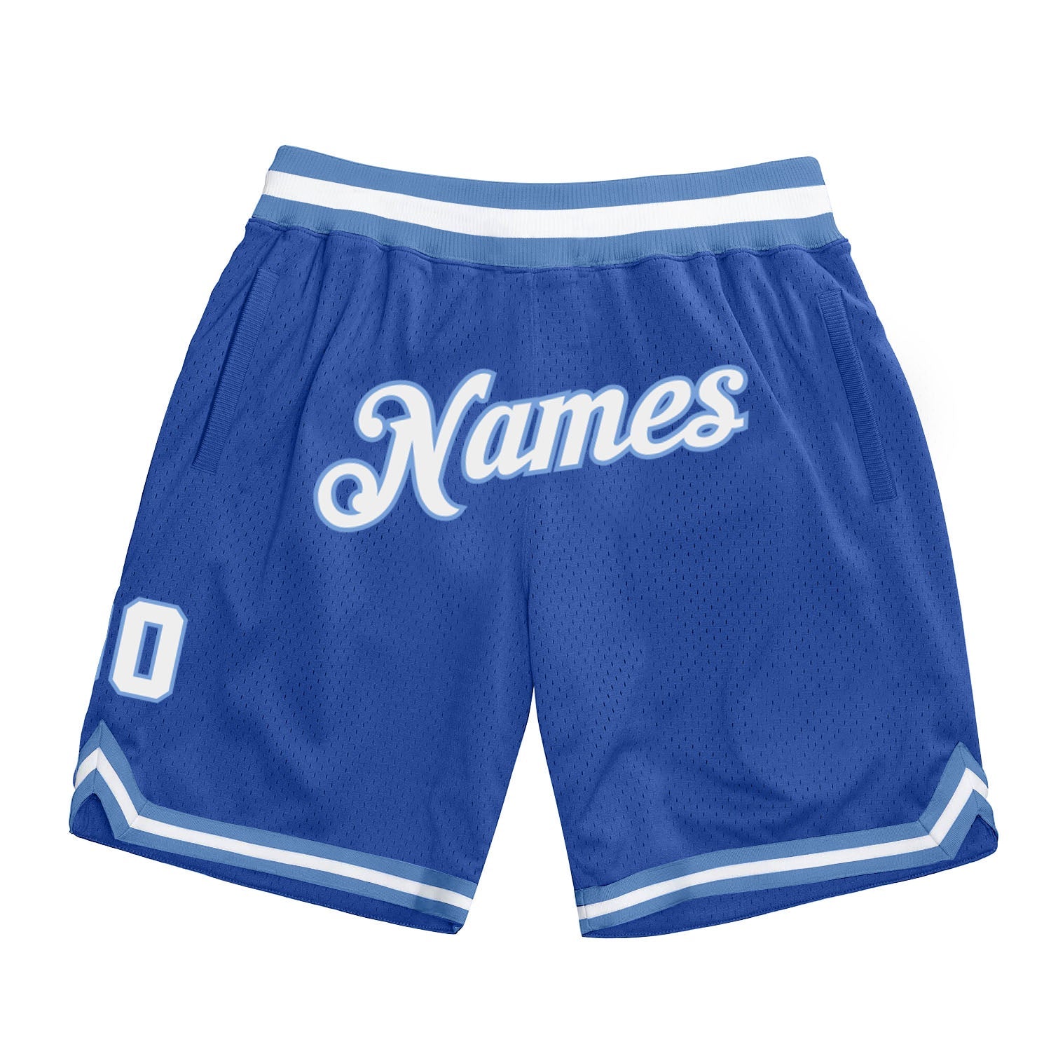Custom Blue White-Light Blue Authentic Throwback Basketball Shorts