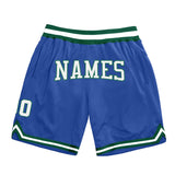 Custom Blue White-Kelly Green Authentic Throwback Basketball Shorts