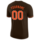 Custom Brown Orange-White Performance T-Shirt